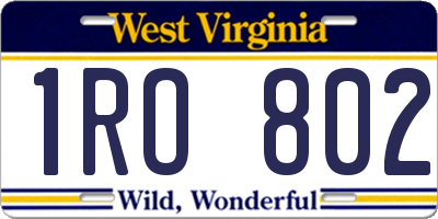 WV license plate 1RO802