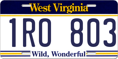 WV license plate 1RO803