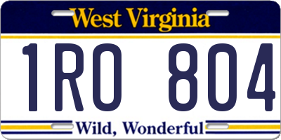 WV license plate 1RO804
