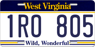 WV license plate 1RO805