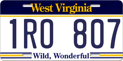 WV license plate 1RO807