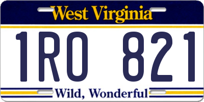 WV license plate 1RO821