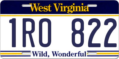 WV license plate 1RO822