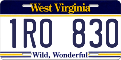 WV license plate 1RO830