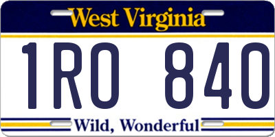 WV license plate 1RO840