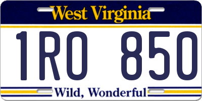 WV license plate 1RO850