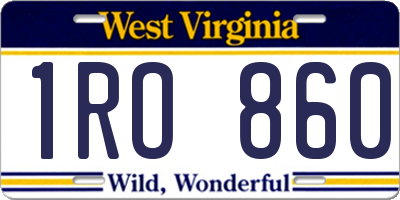 WV license plate 1RO860