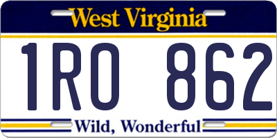 WV license plate 1RO862