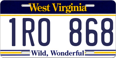 WV license plate 1RO868
