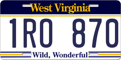 WV license plate 1RO870