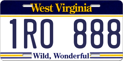 WV license plate 1RO888