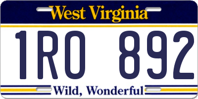 WV license plate 1RO892