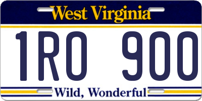 WV license plate 1RO900