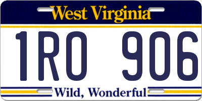 WV license plate 1RO906