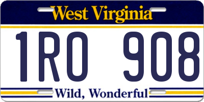WV license plate 1RO908