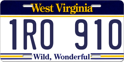 WV license plate 1RO910