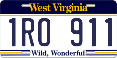 WV license plate 1RO911