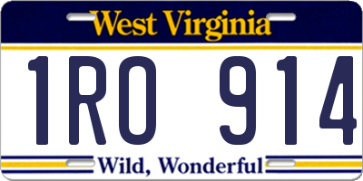 WV license plate 1RO914