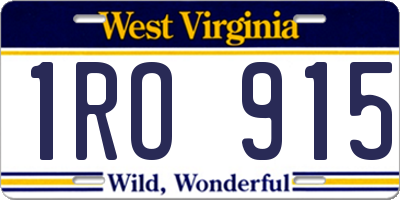 WV license plate 1RO915