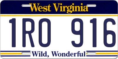 WV license plate 1RO916