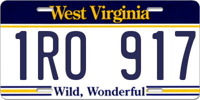 WV license plate 1RO917