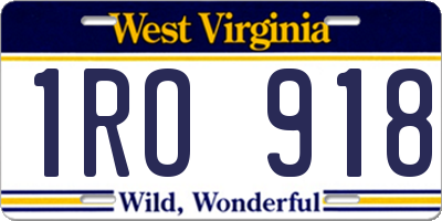 WV license plate 1RO918
