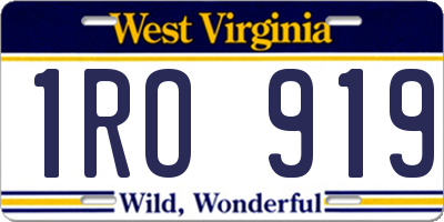 WV license plate 1RO919