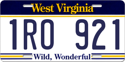 WV license plate 1RO921