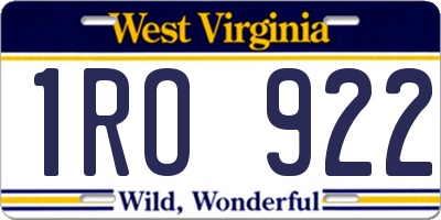 WV license plate 1RO922