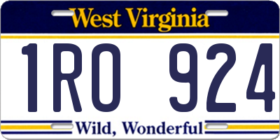 WV license plate 1RO924