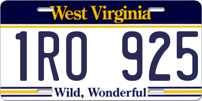 WV license plate 1RO925