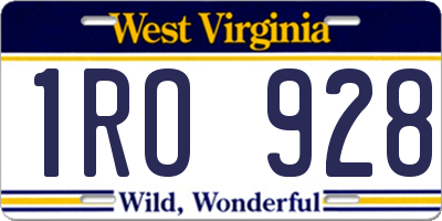 WV license plate 1RO928