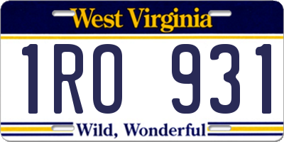 WV license plate 1RO931