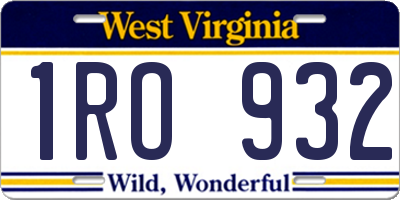 WV license plate 1RO932