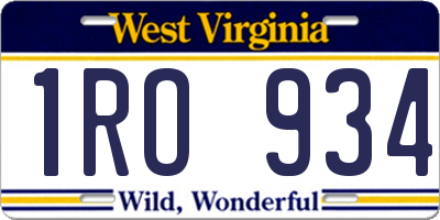 WV license plate 1RO934