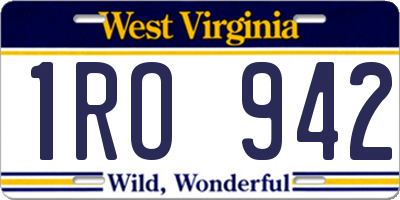 WV license plate 1RO942