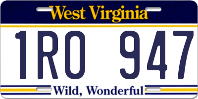 WV license plate 1RO947