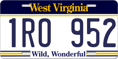 WV license plate 1RO952