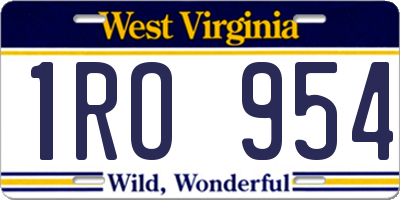 WV license plate 1RO954