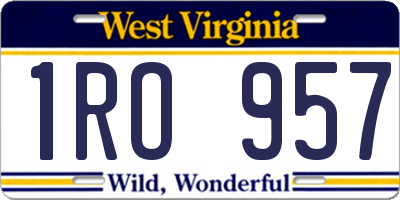 WV license plate 1RO957
