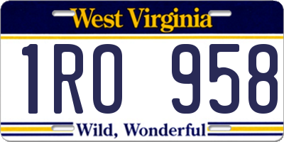 WV license plate 1RO958