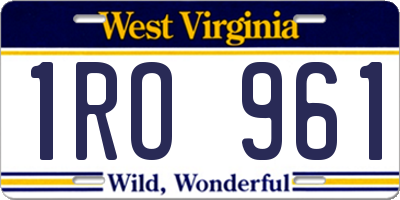 WV license plate 1RO961
