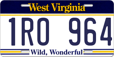WV license plate 1RO964