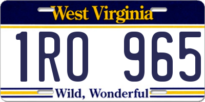 WV license plate 1RO965