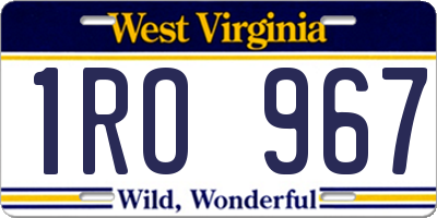 WV license plate 1RO967