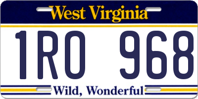 WV license plate 1RO968