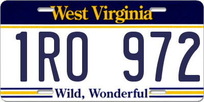 WV license plate 1RO972