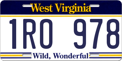WV license plate 1RO978