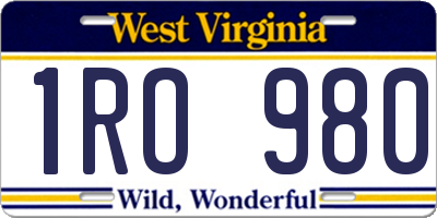 WV license plate 1RO980