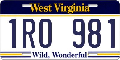 WV license plate 1RO981
